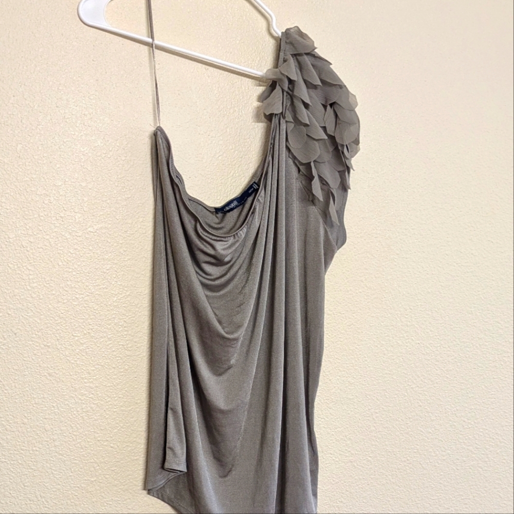 Eloquii Shimmery Gray One-Shoulder Cold-shoulder Draped Top Women's Size 22/24